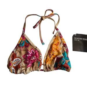 Vintage Deadstock Y2k Newport News Floral Paisley Triangle Bikini Top 10 NWT